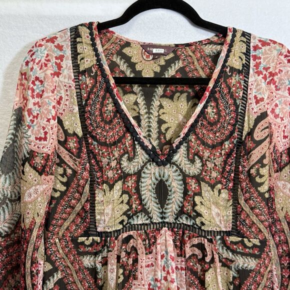 Anthropologie Ranna Gill Joss Kimono Dress Mini Paisley Boho Festival Size 4 - Picture 4 of 14